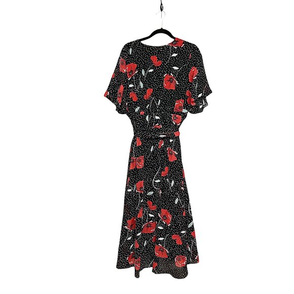 In Every Story Crossover Top Red Poppy Floral Lined Maxi Dress Size 1X - Picture 4 of 6